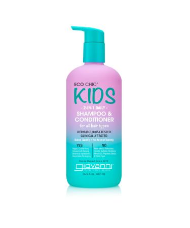 GIOVANNI Eco Chic KIDs 2 In 1 Shampoo & Conditioner - Kids Shampoo And Conditioner Kids 2 In 1 Shampoo And Conditioner For All Hair Types Salon Quality Gentle Formula Vegan - 16.4 Fl Oz