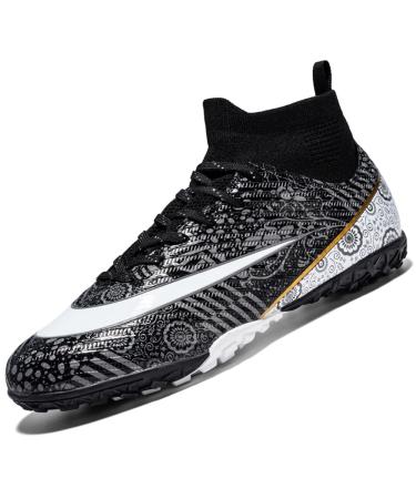 Vtasq soccer shoes men high top tf artificial turf football shoes children boys training shoes professional athletics outdoor sport turf football shoes unisex 39 eu black