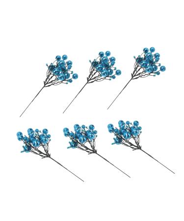 Zerodeko 6pcs Berry Bunch Cuttings Artificial Red Berry Stems Green Decor Wedding Decorations Artificial Berry Twig Stem Holly Berries for Crafts Ornament Plastic Christmas Plant Blue 30x10cm