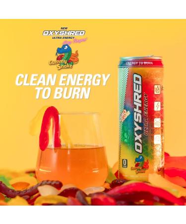 EHPlabs OxyShred Ultra Energy Drink Gummy Snake (12-Pack) - Zero Sugar, Zero Carbs, Zero Calories, Natural Clean Caffeine with B Vitamins & Amino Acids - Buy Online on SooperMarket.com