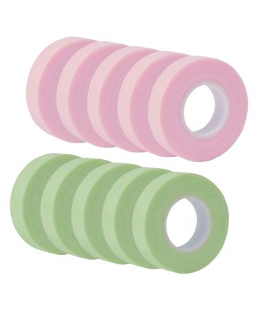 10 Rolls Adhesive Fabric Eyelash Extension Tape Adhesive Fabric Eyelash Extension Tape Eyelash Tape Breathable Micropore Fabric Tape for Eyelash Extension Supplies 9 m/10 Yard Each Roll Multicolor