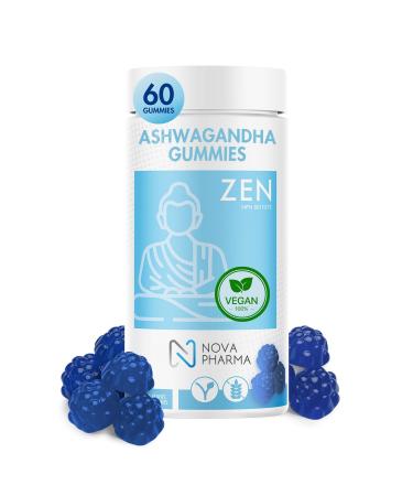 Nova Pharma Zen Ashwagandha Gummies 100% Vegan Increase Energy and Resistance to Stress - Soft and Chewable Gummies Promotes Sleep Non-GMO Ashwagandha Supplement - 60 Gummies