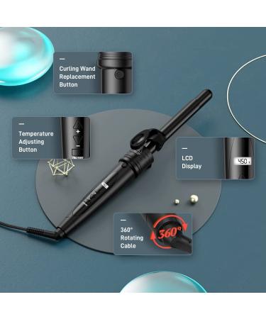 6-in-1 Curling Wand Set with Heated Settings and Display - 85W Curling Iron Barrels - Buy Online on SooperMarket.com