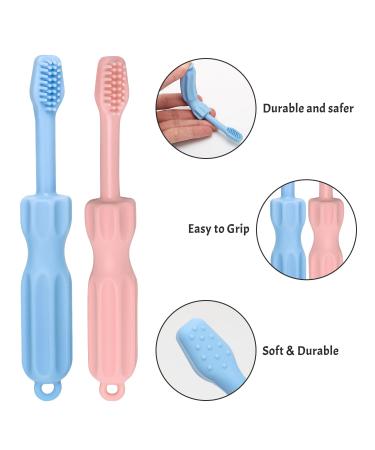 CLdy Baby Biting Toys - 2 BPA-Free Silicone Teething Rings for Babies 3 Months+ - Soft & Stimulating Toothbrush Aid in Blue & Pink - Buy Online on SooperMarket.com