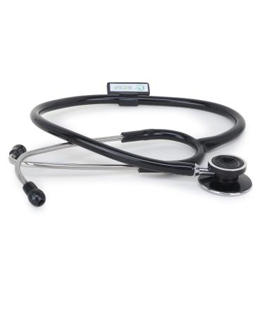 Acoustic Stethoscope for Medical Students Doctors & Nurses Lightweight Aluminum Chest Piece Flexible Latex-Free Tube Soft Ear Knobs Black