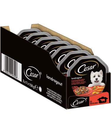 Cesar dog food wet food country kitchen with beef pasta and carrots in a delicious sauce 14 bowls (14 x 150g) Land kitchen beef & pasta 150 g (14 Pack)