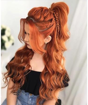YEESHEDO Ginger Long Wavy Ponytail Hair Extension 24 Inches - Clip in Drawstring Curly Synthetic Hairpiece for Women - Buy Online on SooperMarket.com