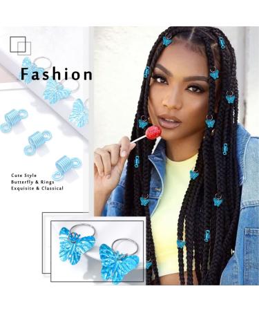 Braids Blue Butterfly Hair Jewelry for Women - Pack of 20 Spiral African Dreadlock Accessories - Buy Online on SooperMarket.com