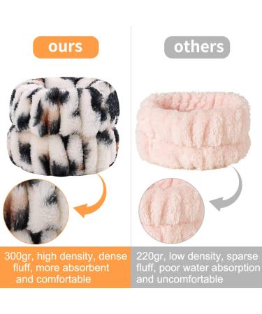 Leopard Print Spa Wristband Set for Athletes/Women/Girls - 8pcs Soft Coral Velvet Towels for Makeup/Sweat Absorption - Buy Online on SooperMarket.com