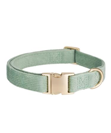 YUDOTE Ultra-soft dog collar natural cotton cord for large dogs with sensitive skin sage green L (1 pack) sage green