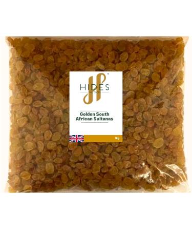 Hides Fine Foods - Golden South African Sultanas 1kg - GMO Free - Suitable for Vegetarians - Baking - Desserts - Cakes - Cookies - Tart - Mince Pies - Granola