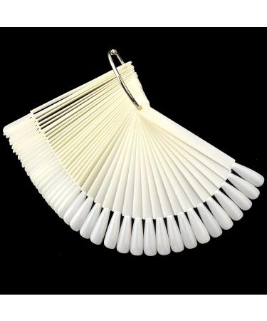 2 Sets Coffin Ballerina Fan Shape Nail Art Tips Display with Metal Split Ring Holder - NT082 (Natural) - Buy Online on SooperMarket.com