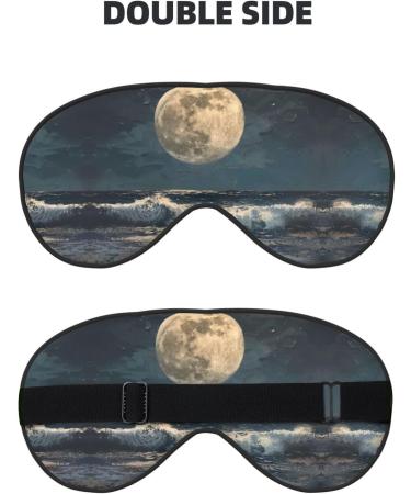Moon and Sea Print Double-Sided Eye Mask Soft and Light Blocking for Enhancing Sleep Quality - Buy Online on SooperMarket.com