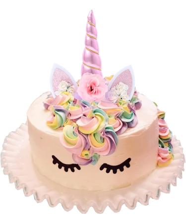 Unicorn Cake Topper for Girls First Birthday - Pink Horn with Eyelashes - Birthday Party Supplies and Decorations - Buy Online on SooperMarket.com