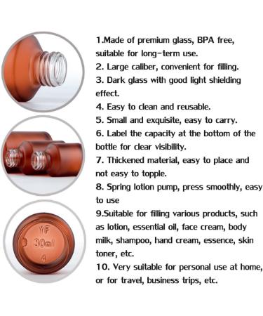 MZUU 1PCS 60ML/2OZ Empty Refillable Amber Frosted Glass Bottles with Pump Vial Cosmetic Cream Lotion Dispenser Jars Storage Container for Essential Oil Emulsion Essence Portable Travel Bottle - Buy Online on SooperMarket.com