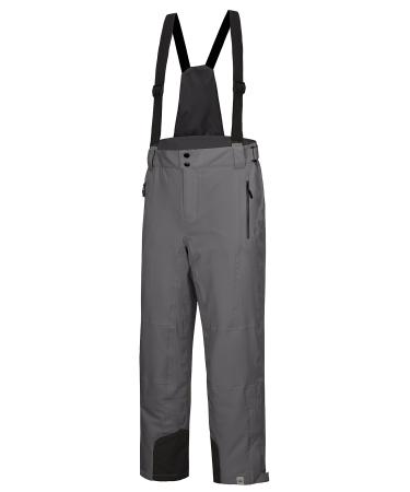 Mapamyumco Men Snow Ski Bib Mountainering Pants Waterproof windproof heat -insulating ski pants with removable loop L gray