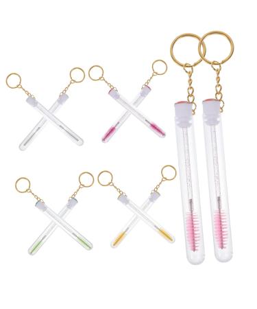 PLAFOPE 10 Pcs Keychain Mascara Brush Empty Mascara Wand Eyelash Brush with Tube Empty Mascara Container