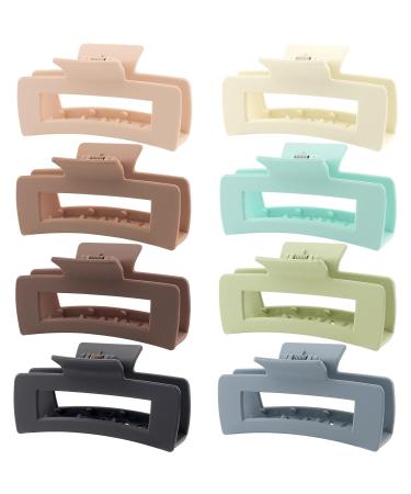 HQ-SITE 8 Pack Large Rectangle Hair Claw Clips - Strong Hold Matte Square Clips for Women - Non-slip Big Jaw Clips - Neutral Colors - 4.1 Inches - Buy Online on SooperMarket.com