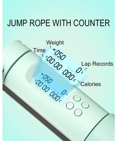 OVICX Digital Weighted Handle Speed Jump Rope - Green | Adjustable Length | Cardio Fitness Training - Buy Online on SooperMarket.com