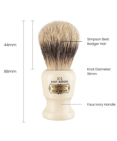 Commodore Best Badger Brush - Simpson Shaving Brushes - Faux Ivory Handle - Buy Online on SooperMarket.com