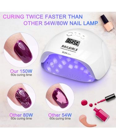 NAILGIRLS 150W UV LED Nail Lamp for Home Salon - Gel Polish Dryer with Timer Presets and Auto Sensor - White - Buy Online on SooperMarket.com