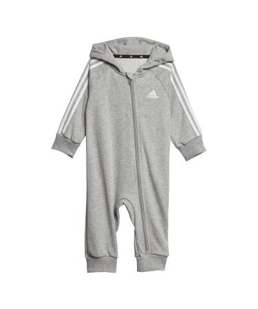 adidas Unisex Essentials 3-stripes French Terry Bodysuit Kids Overall 18-24 Months medium grey heather/white