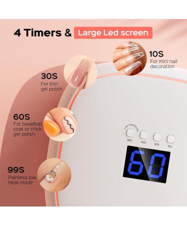 BOLASEN 60W LED Nail Lamp - Professional Gel Nail Dryer with Ceramic Tech No UV Damage Quick Drying Atmosphere Light & Metal Base - Buy Online on SooperMarket.com