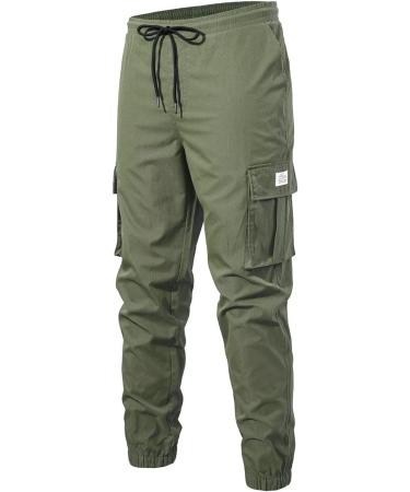Elegancity Men's Cargo Jogger Work Pants with Drawstring and Pockets - Regular Fit Sweatpants (Sizes 38-46) - 32, A-Green - Buy Online on SooperMarket.com