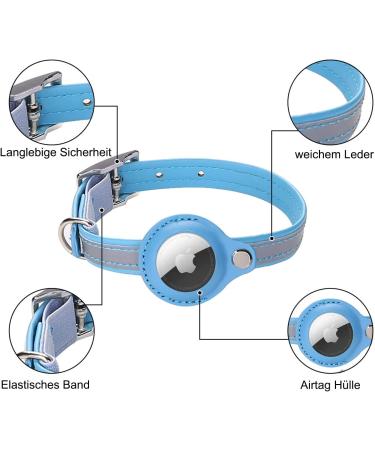 Leather Airtag Cat Neck Band - Adjustable Reflective GPS Collar for All Cat Sizes - Anti-Losing Tracker Case (Blue XS 19-26cm) - Buy Online on SooperMarket.com