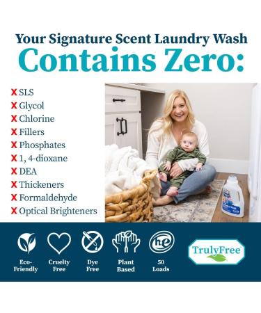 Truly Free Laundry Detergent for Sensitive Skin | Plant-Based Gentle & Safe for Baby Clothes | Eco-Friendly 50 Loads | Includes Refillable Bottle & Signature Scent 50 Fl Oz - Buy Online on SooperMarket.com