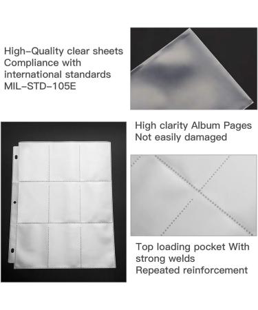 POKONBOY 288 Pockets Trading Card Sleeves - 9-Pocket Binder Sheets for Standard Size Cards - Sport, Game, Business Card Storage - Buy Online on SooperMarket.com