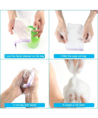 8 Pieces Soap Net Bag with 5 Pack Suction Hook Mesh Soap Saver Bags Soap Pouch Double Layer Foaming Net with Drawstring for Foaming Drying Soap - Buy Online on SooperMarket.com