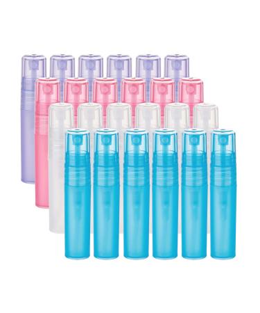 BENECREAT 24-I Pack 5ml/0.17oz Mini spray bottle made of frosted plastic 4-colored empty perfume sample bottle for fragrances essential oils mixed color 5ml/0.17oz