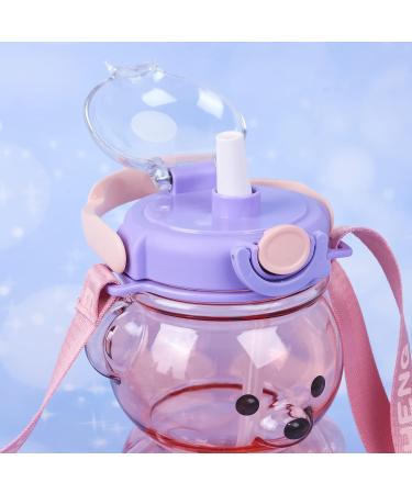 Kawaii Bear Straw Bottle - Large Capacity Portable Water Bottle with Strap and Straw - Pink Bear Shape for Outdoor Activities - Buy Online on SooperMarket.com
