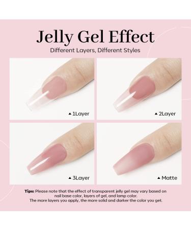 Modelones Gel Nail Polish 15ml Sheer Dusty Rose - Transparent Jelly Nude Pink Champagne Color - Soak Off LED Salon DIY Manicure Kit for Women Girls - Buy Online on SooperMarket.com