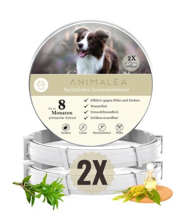 Animalea tick collar for dogs (2 pieces) 100% of nabertous ingredients & premium oils - up to 8 months effective protection against ticks fleas of mosquito lice vermin