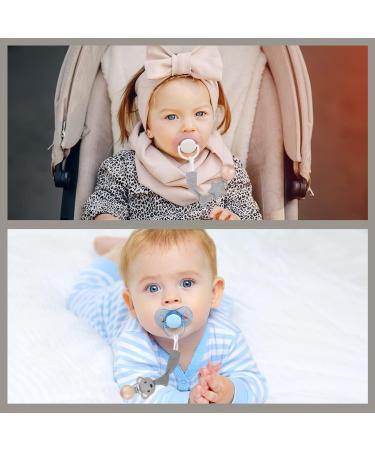 Vicloon 3 Pcs Baby Dummy Clips - Wooden Pacifier Chain Holder for Boys and Girls | Teether Toy Soother Clip in Gray/Beige - Buy Online on SooperMarket.com