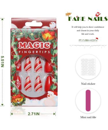 Vatocu Christmas False Nails - Short Red Press on Nails with Snowflakes, Elk, and Snowman Design - 24pcs Set for Women and Girls - Buy Online on SooperMarket.com