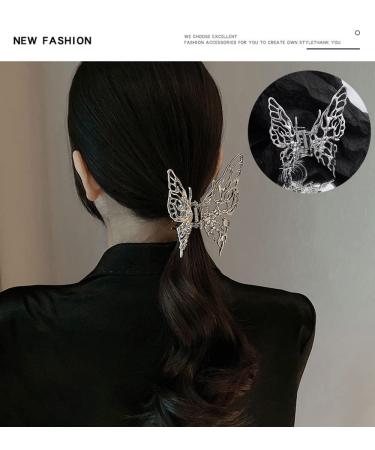 Large Sliver Butterfly Hair Clips - Strong Hold Hair Claw Clips for Women and Girls | Wedding, Prom, Party Wear Hair Accessories | Style 1 - Buy Online on SooperMarket.com