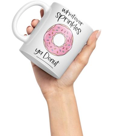 Vixar Whatever Sprinkles ya Donut Sarcastic Joke Ceramic Coloured Mug Cup for Tea Coffee Hot Brew Gift 330ml 11 OZ Gift (White) - Buy Online on SooperMarket.com