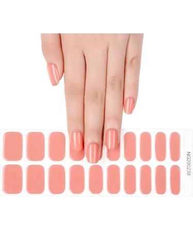 Foyute Semi Cured Gel Nail Strips 20 Pcs Soft Self-Adhesive Gel Nail Polish Wraps Sticker for Salon-Quality Manicure Set Long Lasting Easy to Apply & Remove Nail File & Wooden Stick (Tangerine) - Buy Online on SooperMarket.com