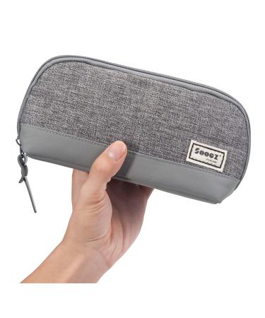 Sooez Wide-Opening Pencil Pen Case, Lightweight & Spacious Pencil Bag Pouch Box Organizer, Aesthetic Supply with Triangular Design for Adults, Grey