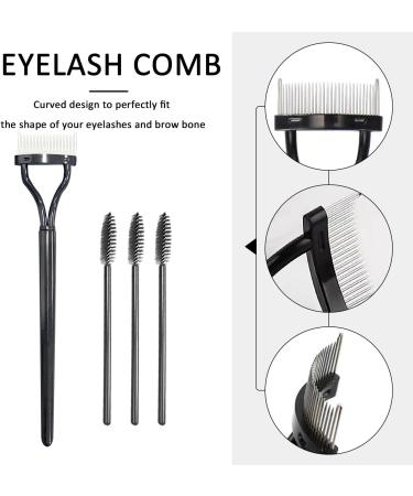 Steel Pin Eyelash Comb Set with Portable Metal Eyebrow Separator - 4pc Makeup Tool Kit - Buy Online on SooperMarket.com