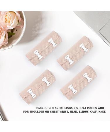 4Pcs Elastic Bandages Wrap for Hand & Leg Compression - Sports Training Supplies with Metal Clips Beige (10cm x 4.5m - Buy Online on SooperMarket.com