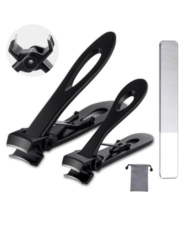 Nail Clippers for Thick Nails,Fingernail Toenail Clippers,Nail Clipper Set for Adult Men Women (Black)