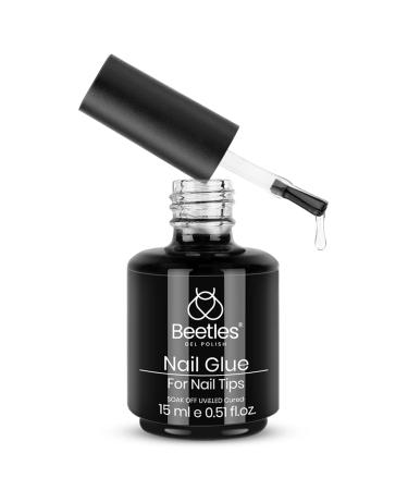 Beetles Gel Polish 9 In 1 Nail Glue with New Formula 0.5 Fl Oz Super Strong Brush in Nail Gel Glue for False Nails Tips Rhinestone Base Gel Blooming Gel ect UV Led Lamp Required