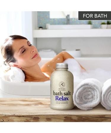 Relaxing Bathing Salt 600g - Sea Salt with Lavender & Sage Oil for Sleep Stress Relief and Aromatherapy - Best Body Care & Wellness Solution - Buy Online on SooperMarket.com