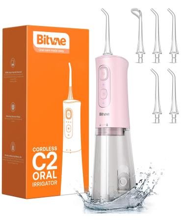 Water Flossers for Teeth Bitvae Cordless Water Teeth Cleaner Picks 3 Modes Electric Tooth Flosser with 6 Jet Tips IPX7 Waterproof Water Flosser USB Rechargeable for Travel & Home Use Quartz Pink