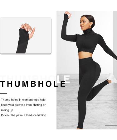 JOYMODE Women's Seamless Textured Workout Set - High Waist Leggings & Crop Top, Large, Black - Buy Online on SooperMarket.com
