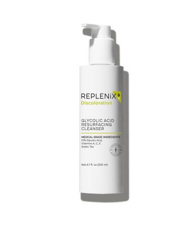 Replenix Glycolic Acid Resurfacing Cleanser - Medical Grade Brightening Face Wash  Exfoliating  Reduces Appearance of Pores  Uneven Skin Tone  6.7 oz.